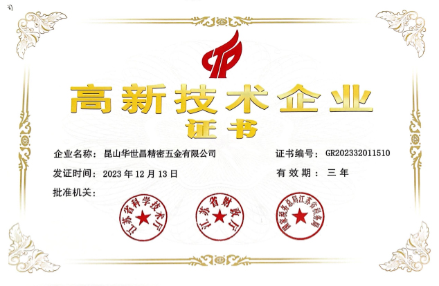 High-Tech Enterprise Certificate